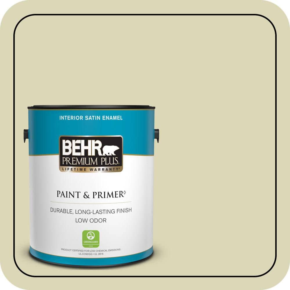 BEHR PREMIUM PLUS 1 gal. #MQ3-14 Springday Satin Enamel Low Odor Interior Paint & Primer