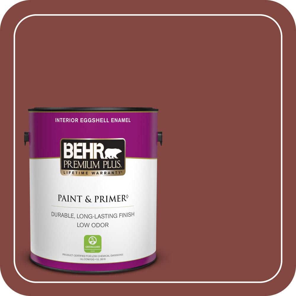 BEHR PREMIUM PLUS 1 gal. #S-H-170 Red Brick Eggshell Enamel Low Odor Interior Paint & Primer