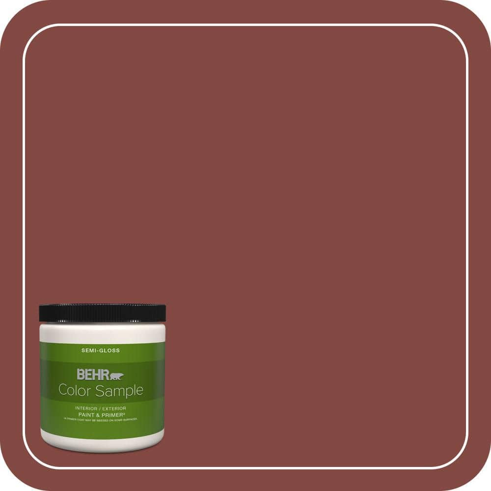 BEHR PREMIUM PLUS 8 oz. #S140-7 Deco Red Semi-Gloss Interior/Exterior Paint & Primer Color Sample