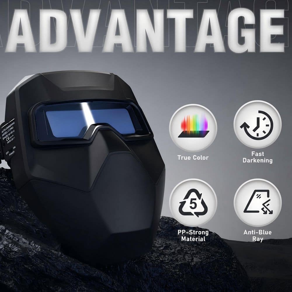 MYWISH Auto Darkening Welding Helmet Goggles, Solar Powered Welding Mask, Variable Shade 5-13, TIG MIG MMA Grinding (2)