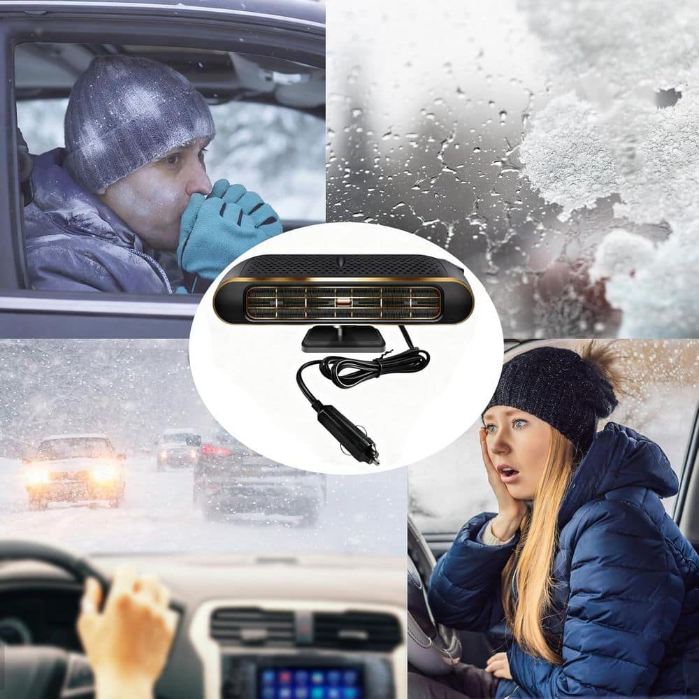 N/A 12V Electric Car Heater and Defroster, Portable Heating Cooling Defogger for Windshield, Cigarette Lighter Plug (3)