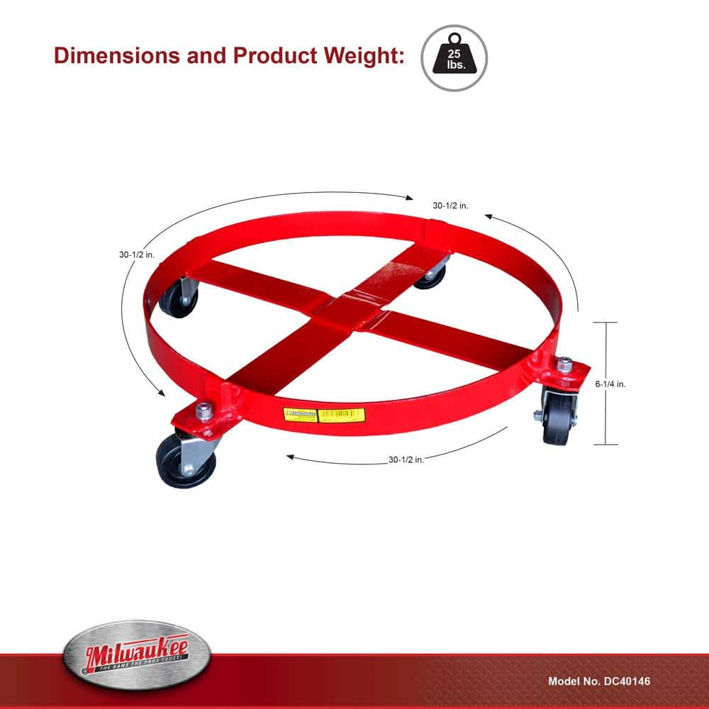 Milwaukee 800 lb. Capacity Drum Dolly (3)
