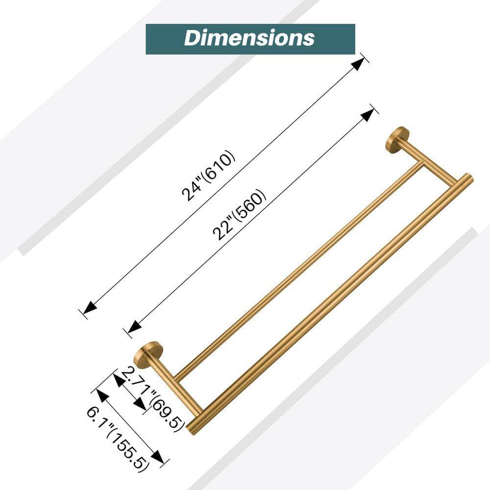 ARCORA Round Wall Mounted Single Towel Bar Brushed Gold (4)