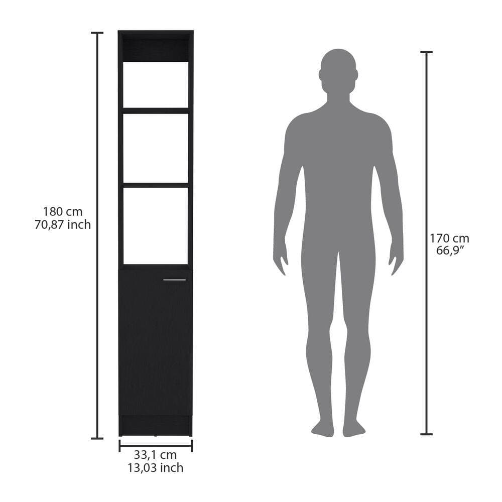 Siavonce 3 in. W x 12 in. D x 71 in. H Freestanding Linen Cabinet with 6 Shelves for Bathroom, Living Room, Kitchen, Black (3)