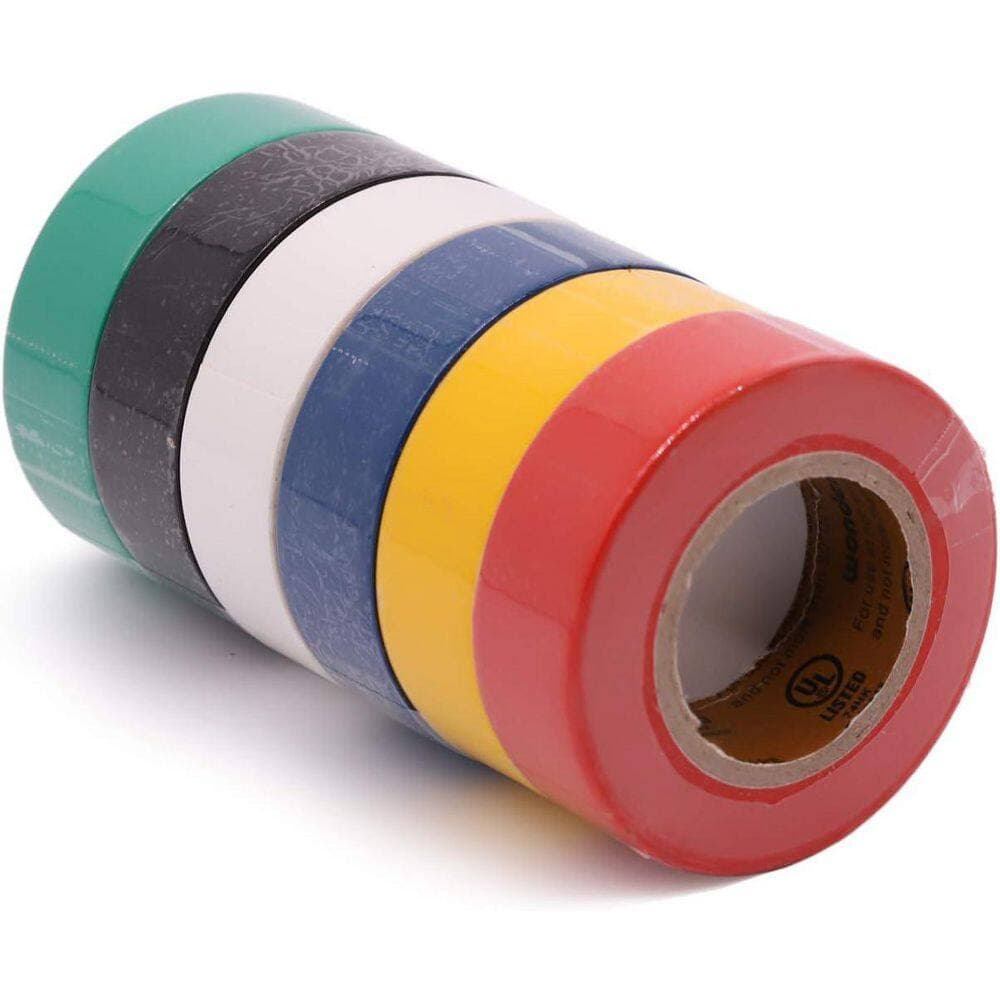 Yichuhaoxi 0.75 in. x 30 ft. Electrical Tape Multi-Colored Flame Retardant Weather Resistant for Home Vehicle Wiring 6-Pack (3)