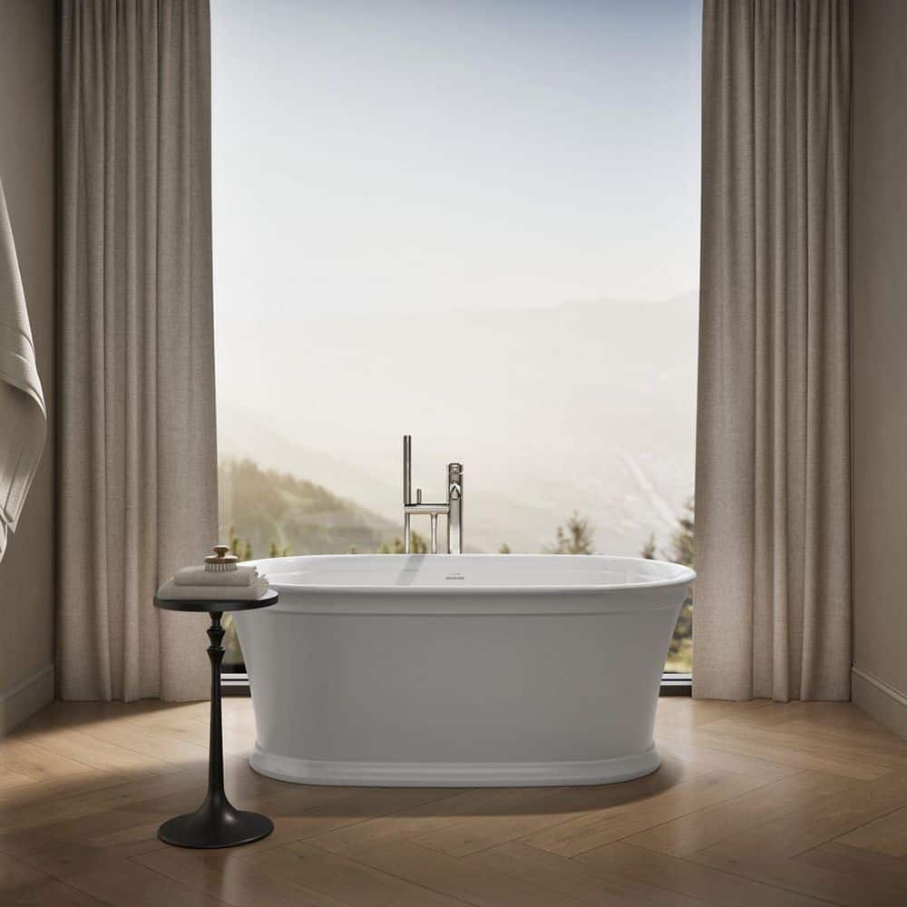 KOHLER Memoirs 60 in. x 34 in. Soaking Bathtub with Center Drain in White (3)