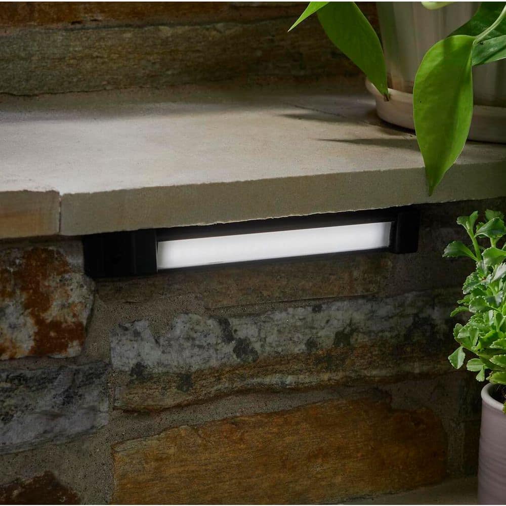 Hampton Bay Small 150 Lumen Low Voltage Matte Black LED Weather Resistant Outdoor Landscape Path Light with Hardscape Adapter (2)