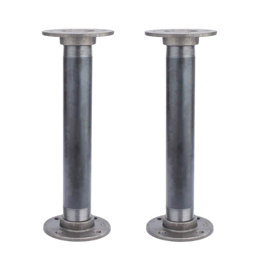 PIPE DECOR 1-1/2 in. x 12 in. L Heavy-Duty Industrial Steel Pipe Table Legs with Round Flanges (2-Pack) (1)