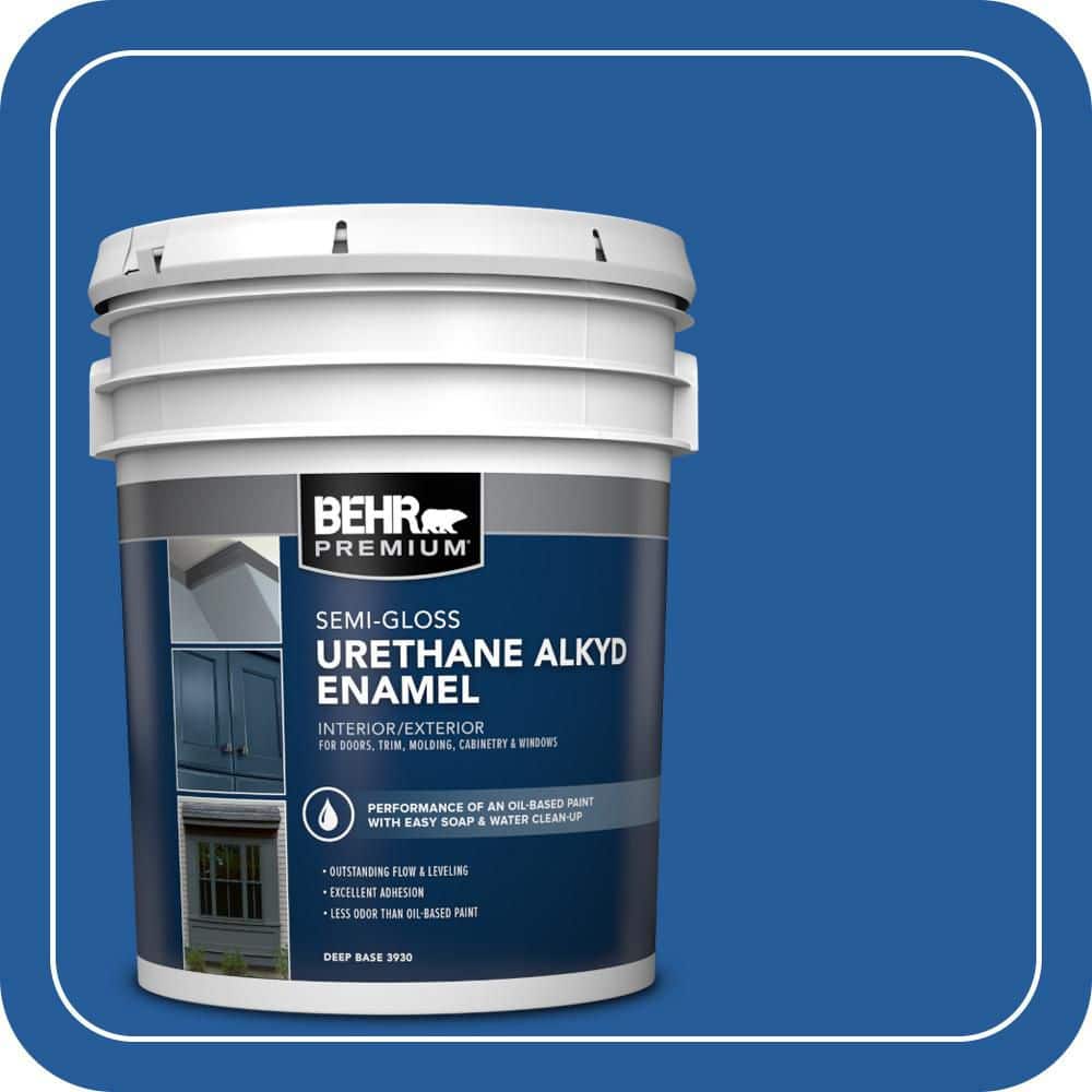 BEHR PREMIUM 5 gal. #P510-7 Beacon Blue Urethane Alkyd Semi-Gloss Enamel Interior/Exterior Paint