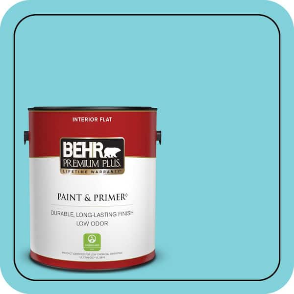 BEHR PREMIUM PLUS 1 gal. #P470-3 Sea of Tranquility Flat Low Odor Interior Paint & Primer (2)