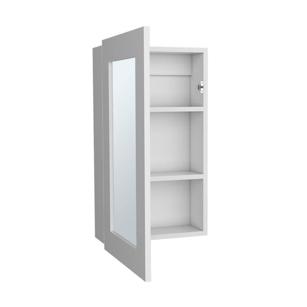 cadeninc 15.3 in. W x 5 in. D x 25.7 in. H  Wall Mount Bathroom Storage Cabinet in White with Mirror and 3-Shelves (3)