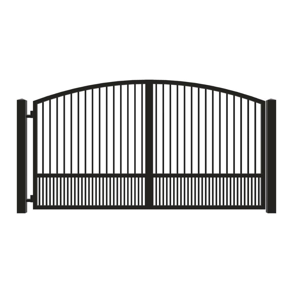 Unbranded Driveway Gate — Swing, Side, Arch, Puppy, Black — 136"W x 72"H (1)