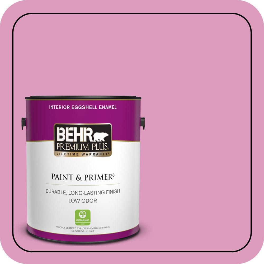 BEHR PREMIUM PLUS 1 gal. #690B-4 Pink Begonia Eggshell Enamel Low Odor Interior Paint & Primer (1)