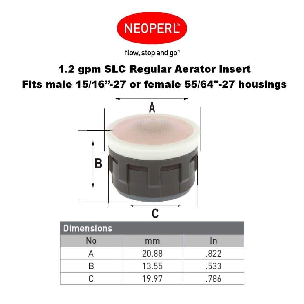 NEOPERL 1.2 GPM Regular-Size PCA Water-Saving SLC Aerator Insert with Washers (4)