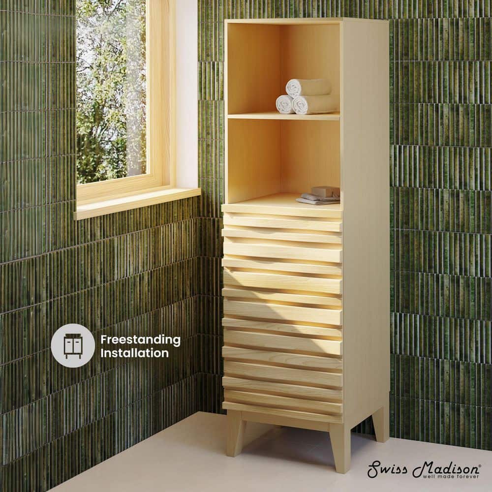 Swiss Madison Cascade 17 in. W 17 in. D 60 in. H Brown Freestanding Linen Cabinet (2)