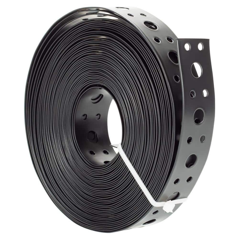Angel Sar 1 in. x 33 ft. 0.6 mm Thickness Metal Strap, Pipe Hanger Strap with Holes Matte for Pipe Support Black (1)