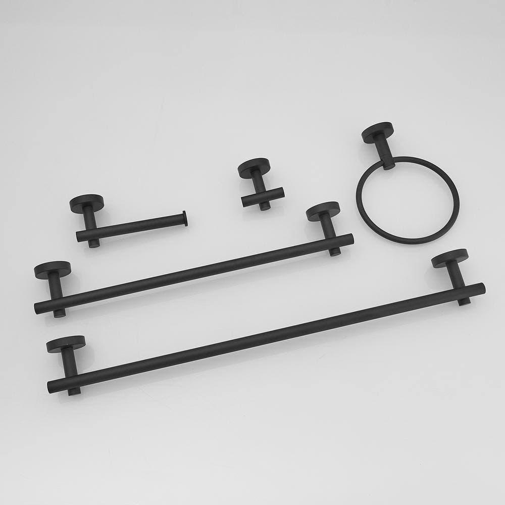 HOMEMYSTIQUE 5-Piece Modern Bath Hardware Set with Towel Ring Toilet Paper Holder Towel Hook and Towel Bar Wall Mount (4)