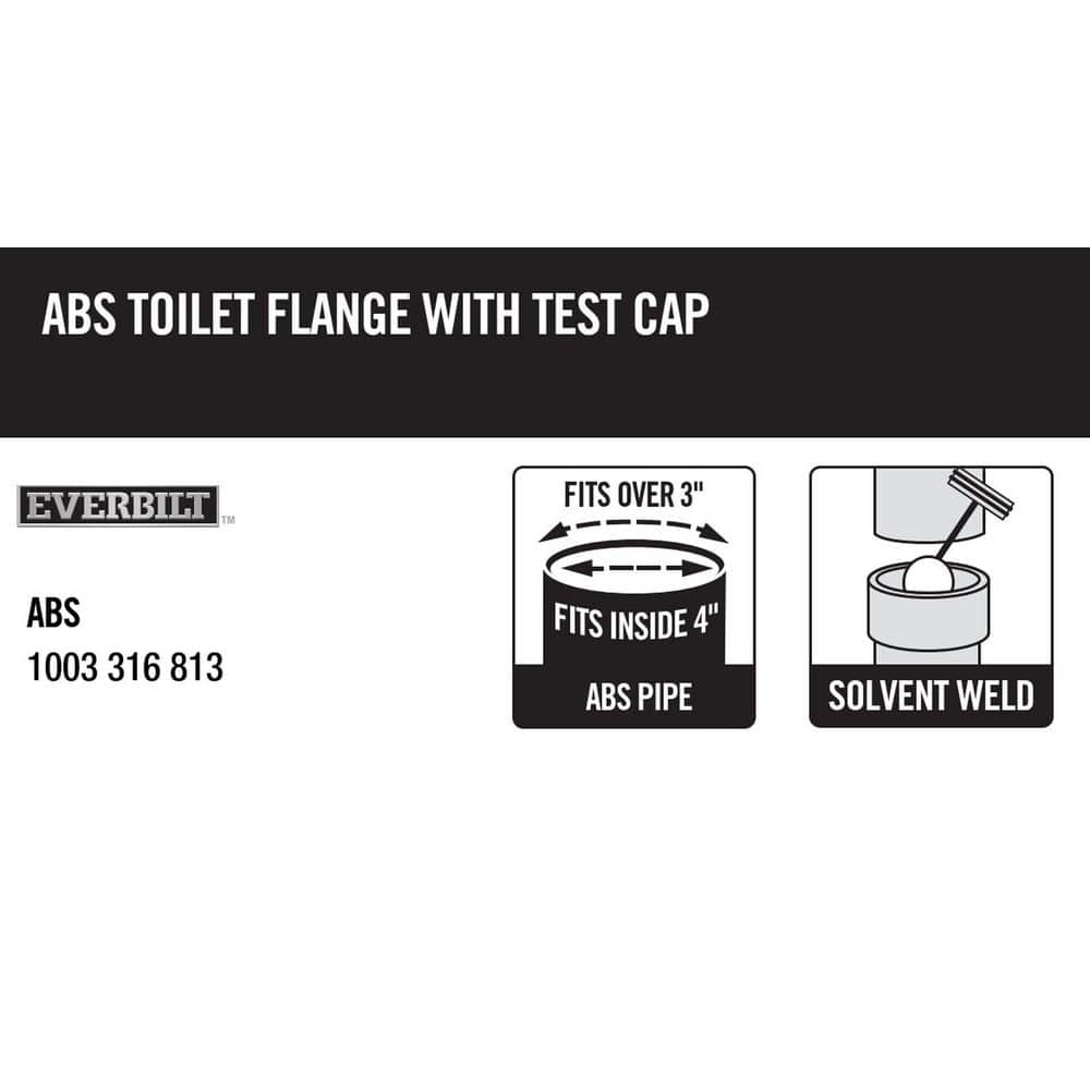 Everbilt Fast Set 3 in. Outside Fit 4 in. Inside Fit ABS Open Hub Toilet Flange with Cap and Ring (4)