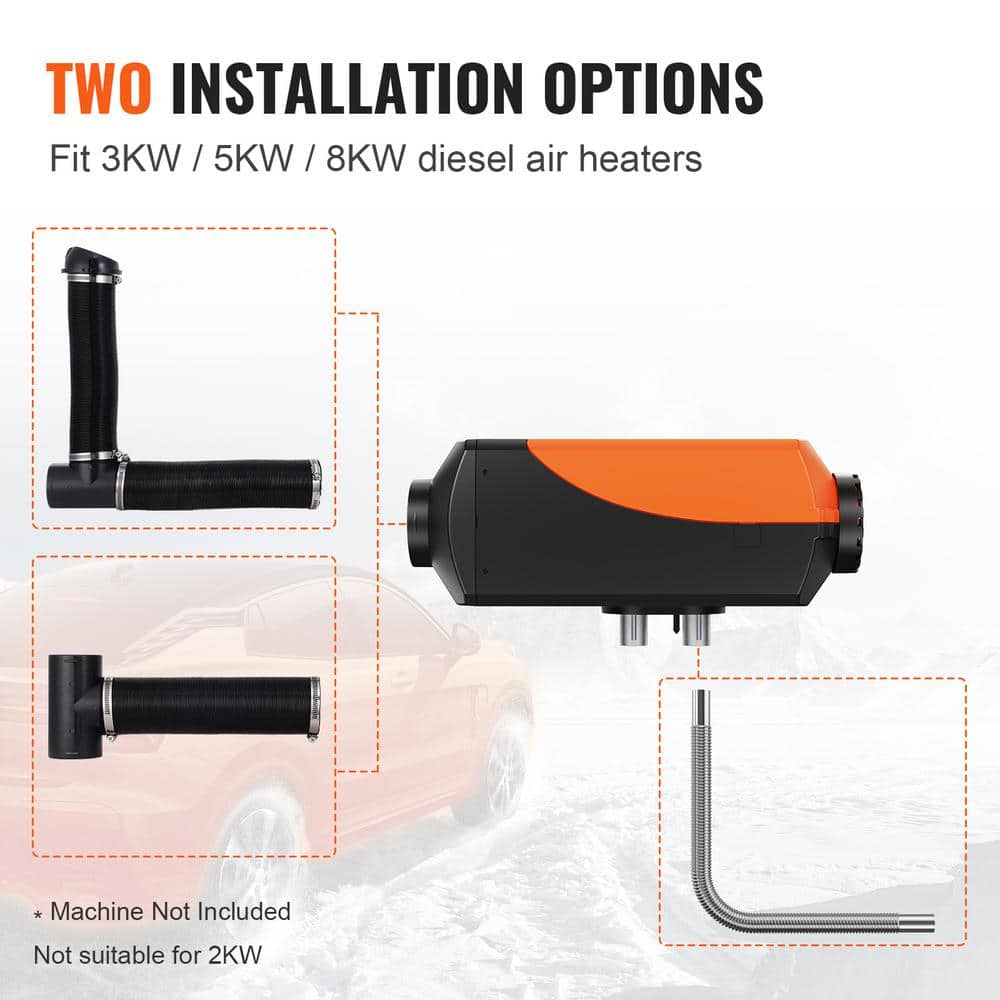 SKYSHALO Diesel Heater Pipe Ducting Set, 3 in. Extendable Air Duct Hose, 1 in. Stainless Steel Exhaust Pipe, 2-Air Vents (3)
