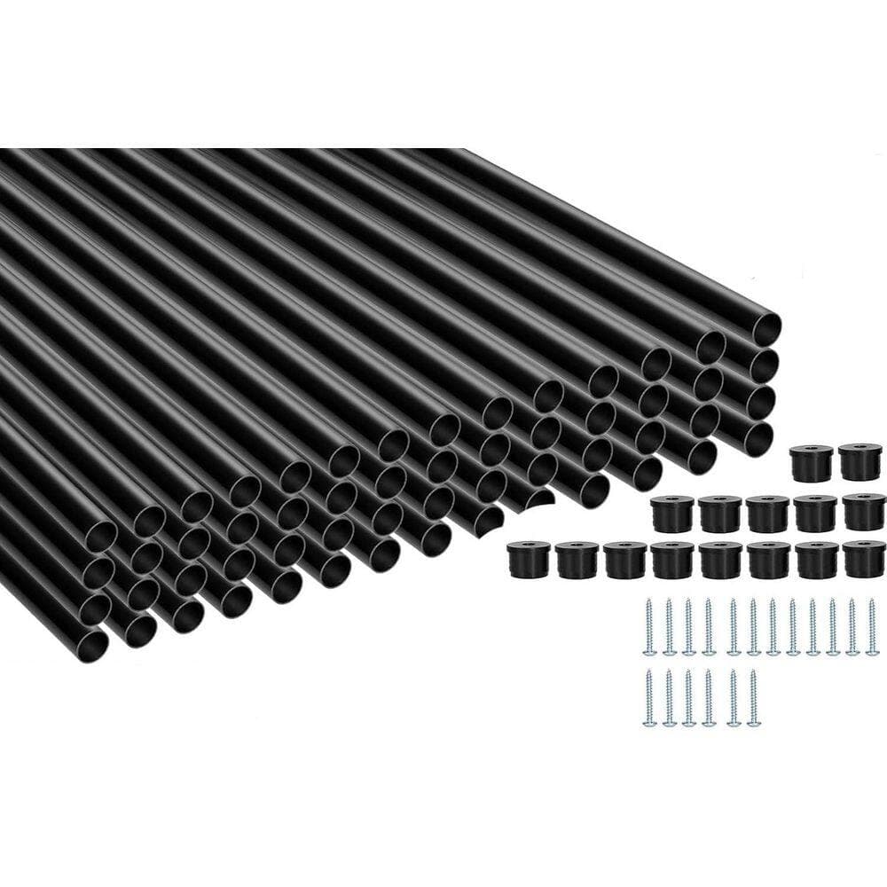 Afoxsos 36 x 0.75 in. Aluminum Hollow Round Deck Balusters with 3/4 in. Diameter, Connectors and Screws for Railings, 51-Pack (1)