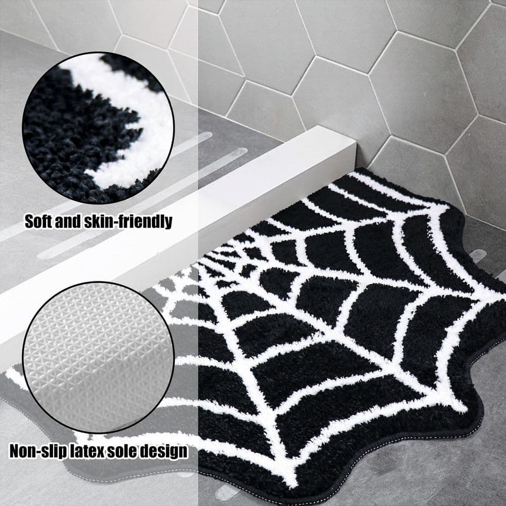 Wudkey 20 in. x 31 in. Spider Web Bath Mat, Halloween Non-Slip Rugs, Machine Washable Goth Area Rugs for Front Door, Bedroom (3)