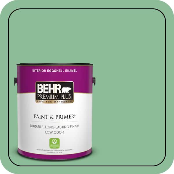 BEHR PREMIUM PLUS #M410-4 Garden Swing Flat Interior/Exterior Paint & Primer Color Sample (3)
