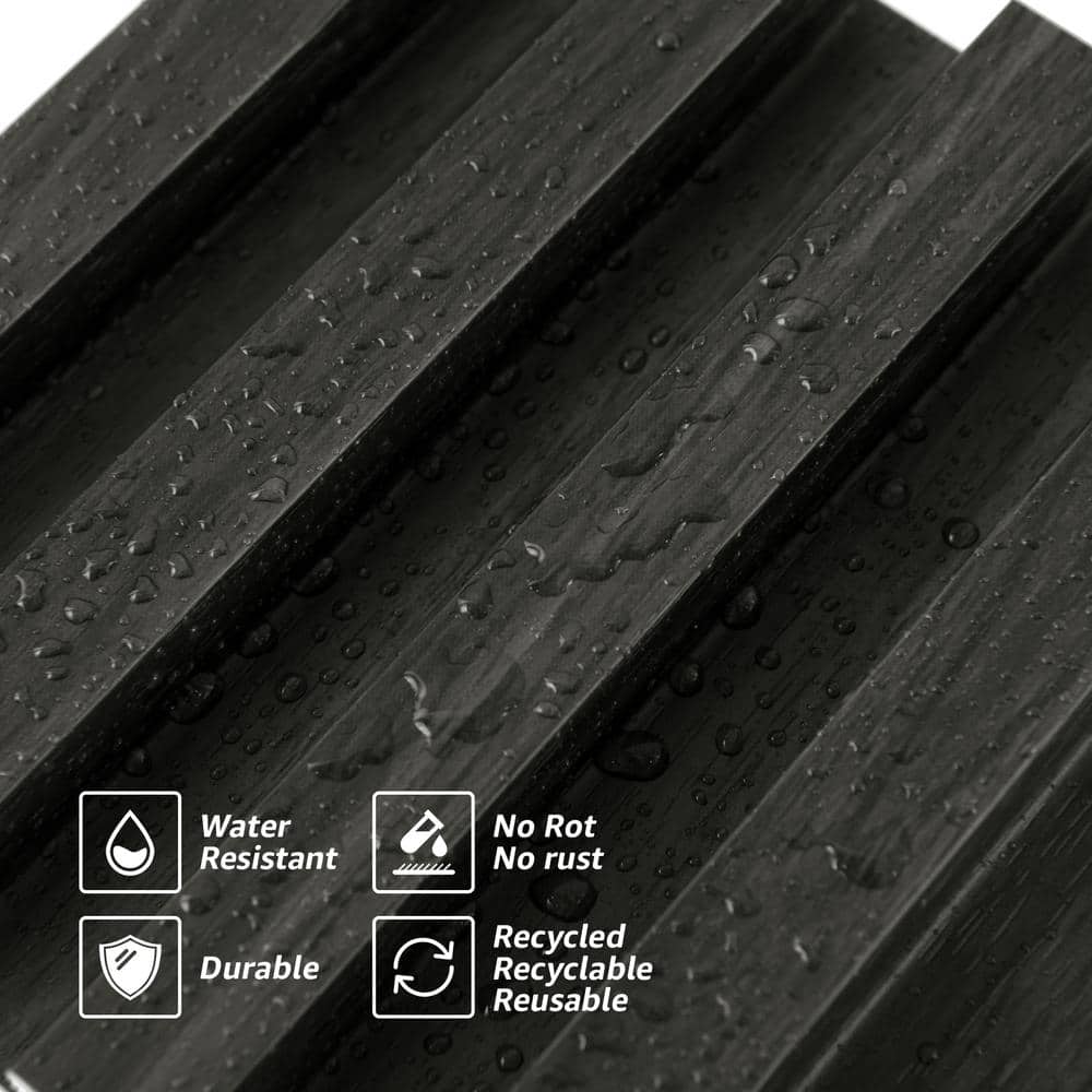 Art3dwallpanels Matte Black 2/3in. x 1/2ft. x 8-1/2ft. Slat Solid Wood Decorative Wall Paneling for Interior, 4-Pack Covers 16 sq.ft.. (3)