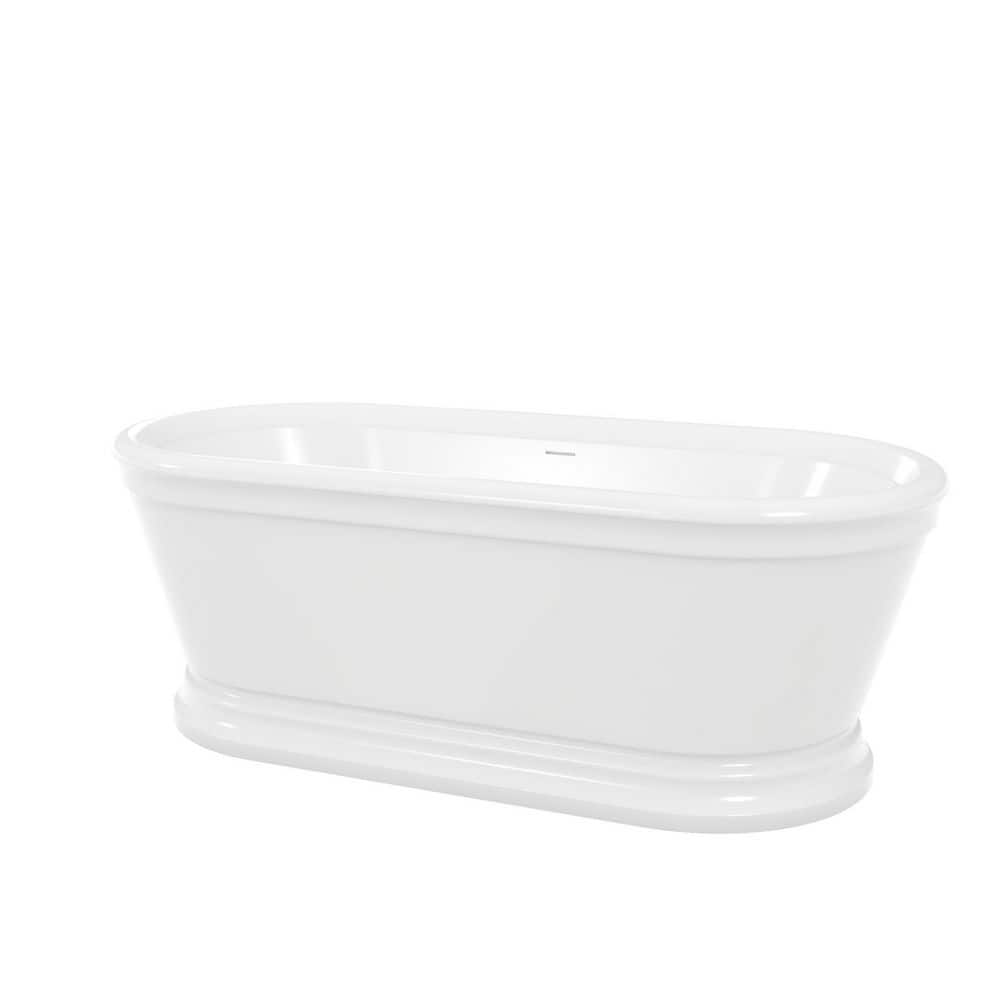 DreamLine Abbey 66.75 in. L x 31.5 in. W Acrylic Double Ended Freestanding Soaking Bathtub with Center Drain in Polished Nickel (2)