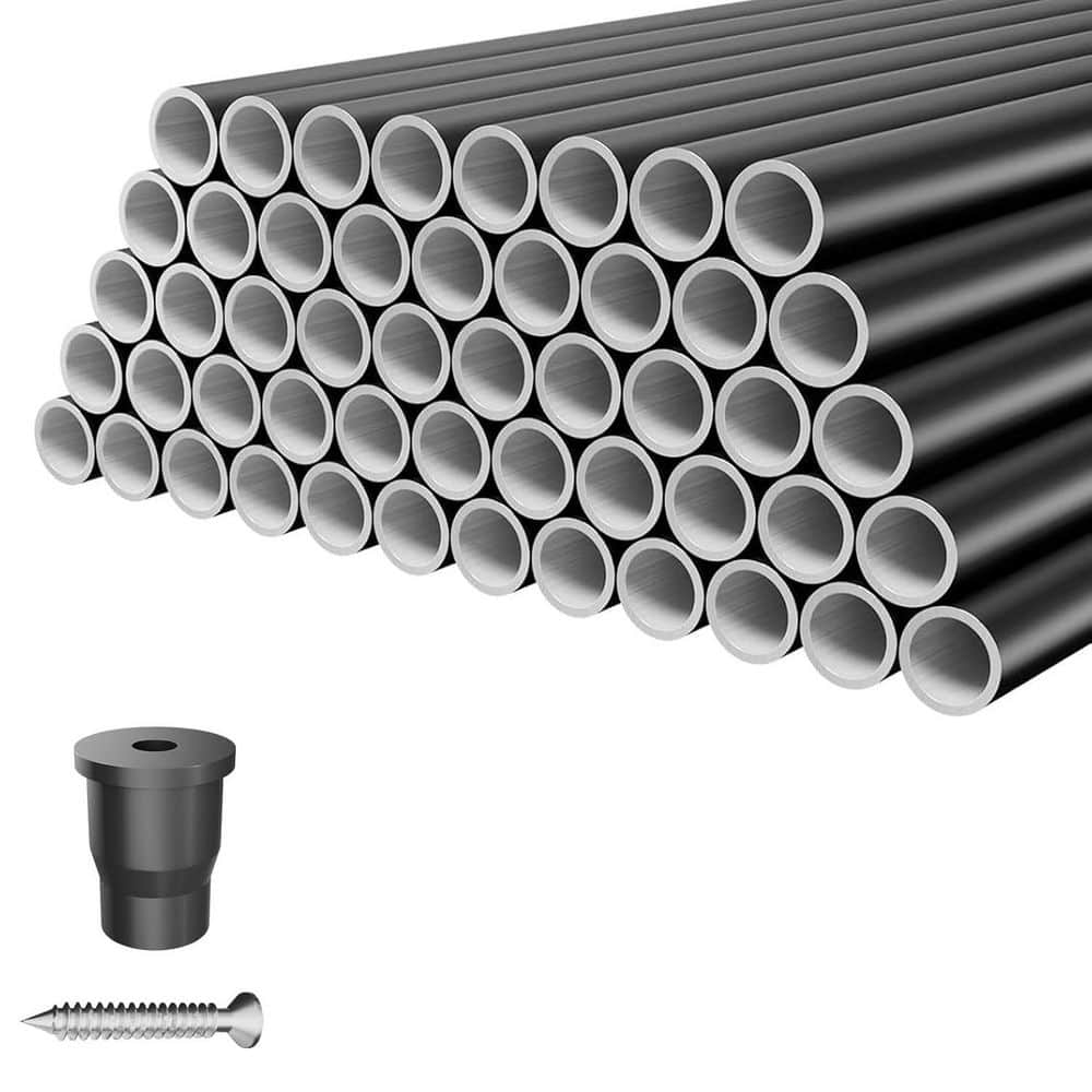 Afoxsos 4.8 in. H x 36.8 in. W Black Aluminum Stair Railing Kit Weather Resistant Deck Balusters 50 Pack (1)