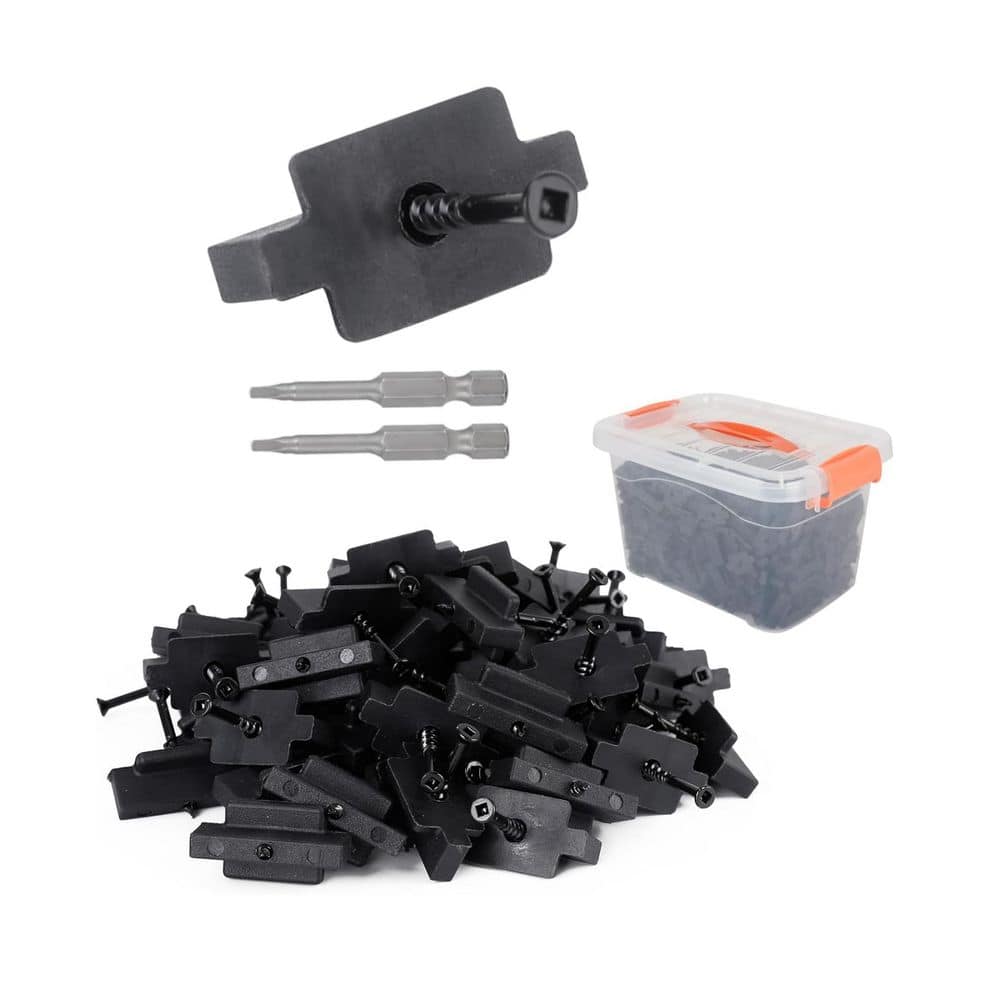 Afoxsos Nylon Black Hidden Fasteners for Composite Decking T Clips (600-Pack) (1)