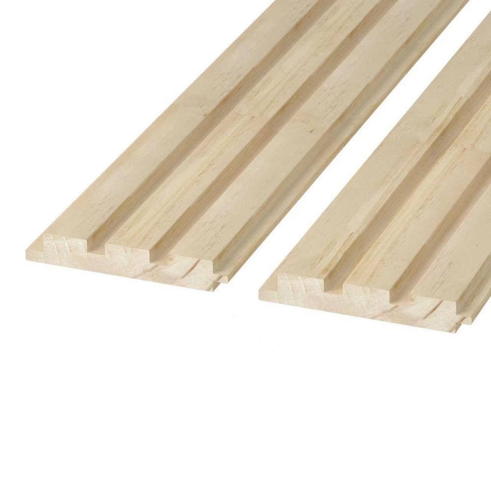 Ejoy 94.4 in. x 5 in x 0.8 in. Solid Wood Wall 3 Grid Siding Board (Set of 3-Piece) (3)