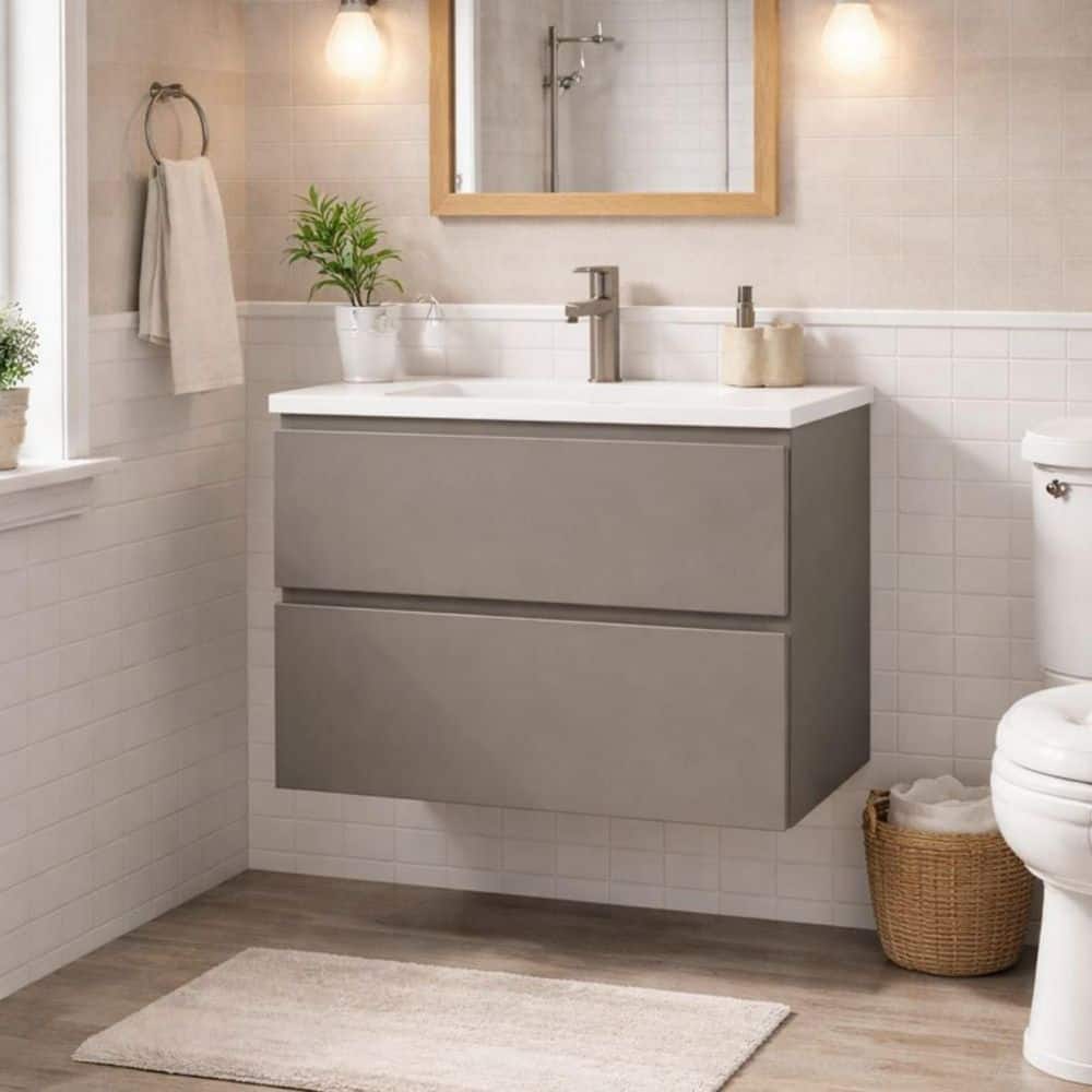 Boyel Living Wall Mounted 35.6 in. MDF Floating Bath Vanity Cabinet without Top with Two Soft Close Drawers (Cabinet ONLY) (1)