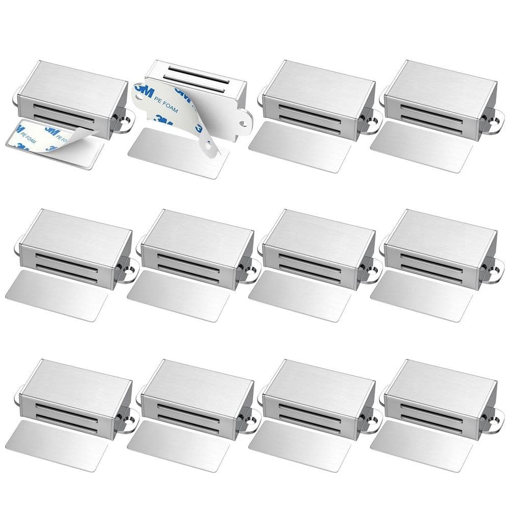 Numhew 12-Pack Silver Adhesive Cabinet Door Magnet, Magnetic Door Catch, Stainless Steel Kitchen Cabinet Magnetic Latch (1)