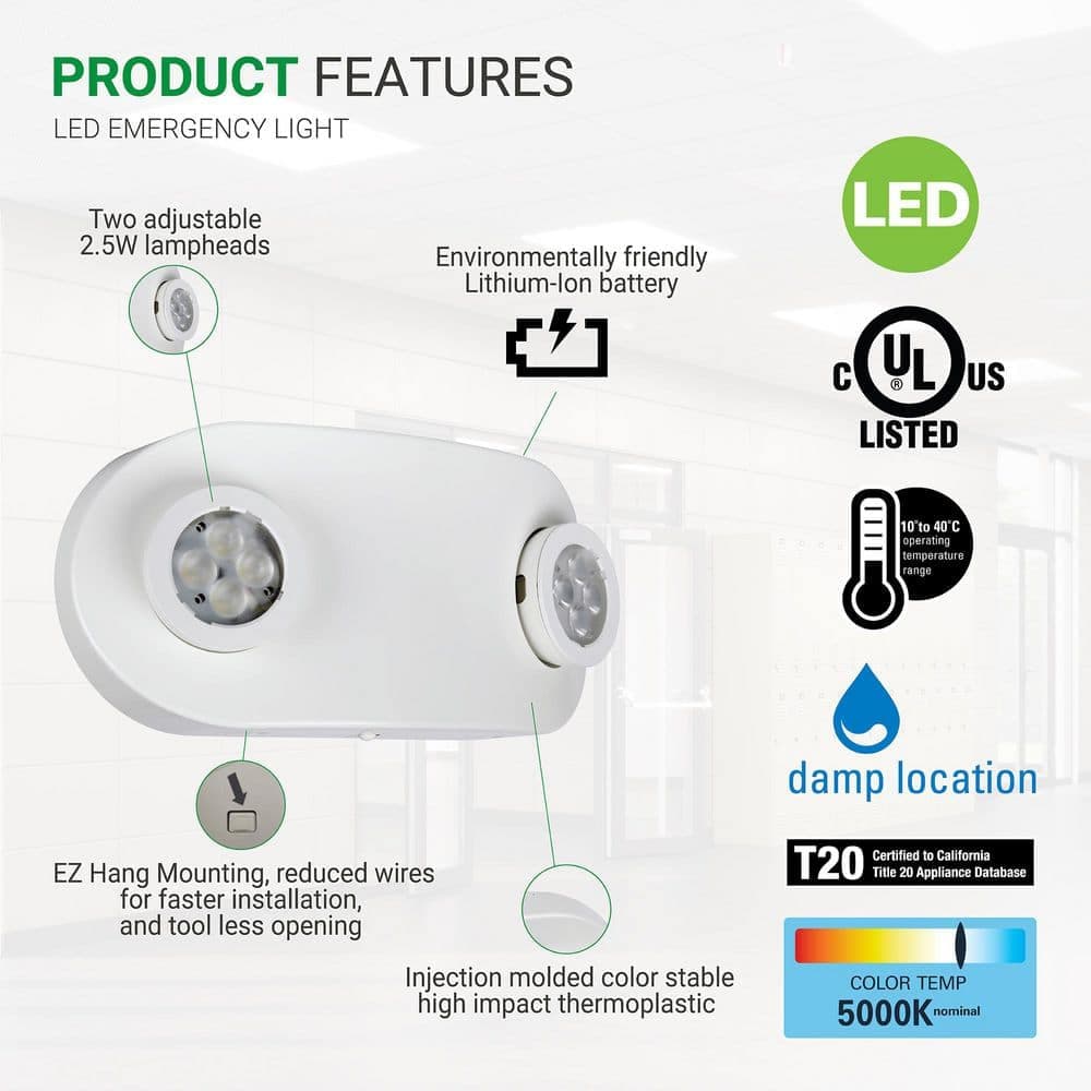 Sure-Lites SEL White Integrated LED Plastic Emergency Light LFP Coverage Area of 30 ft. (3)