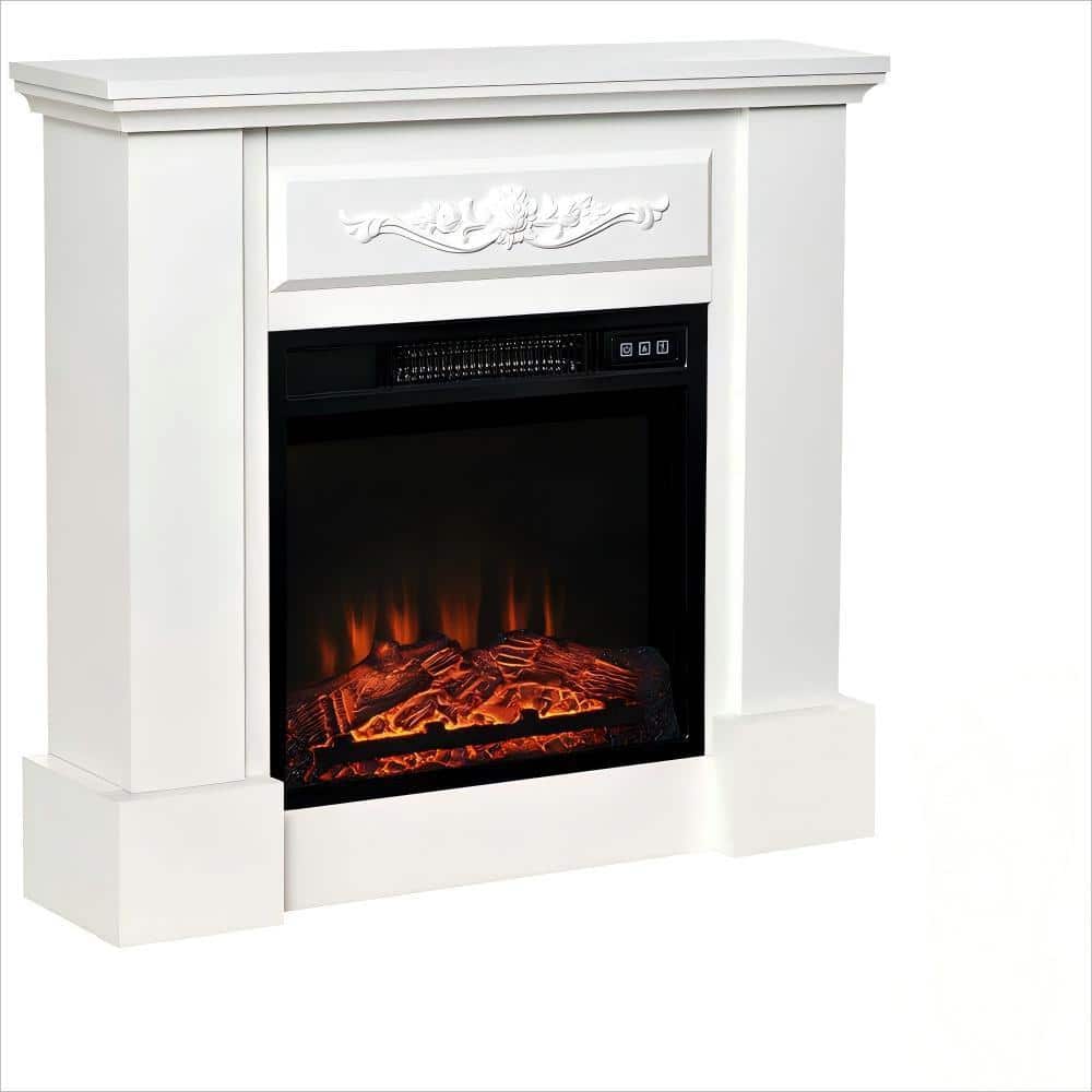 Jushua 32 in. Electric Cabinet Infrared Space Heater with LED Log Flame, Overheat Protection Forced Air, 1400-Watt (1)
