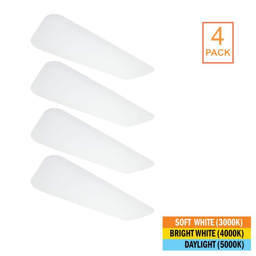 Commercial Electric 4-Pack 48 in. x 18 in. Classic White LED Flush Mount Closet Light 5800 Lumens 65-Watt Adjustable CCT Kitchen Light