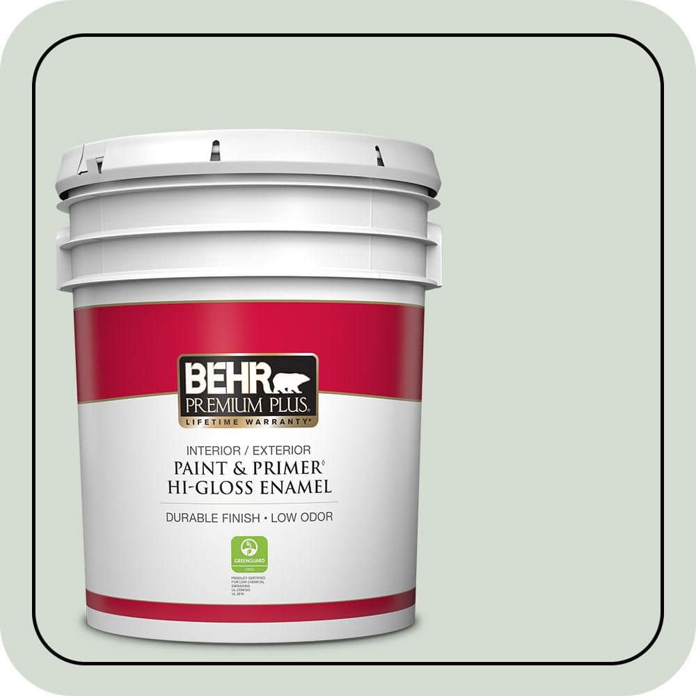 BEHR PREMIUM PLUS 5 gal. #N400-1 Mountain Morn Hi-Gloss Enamel Interior/Exterior Paint & Primer (1)