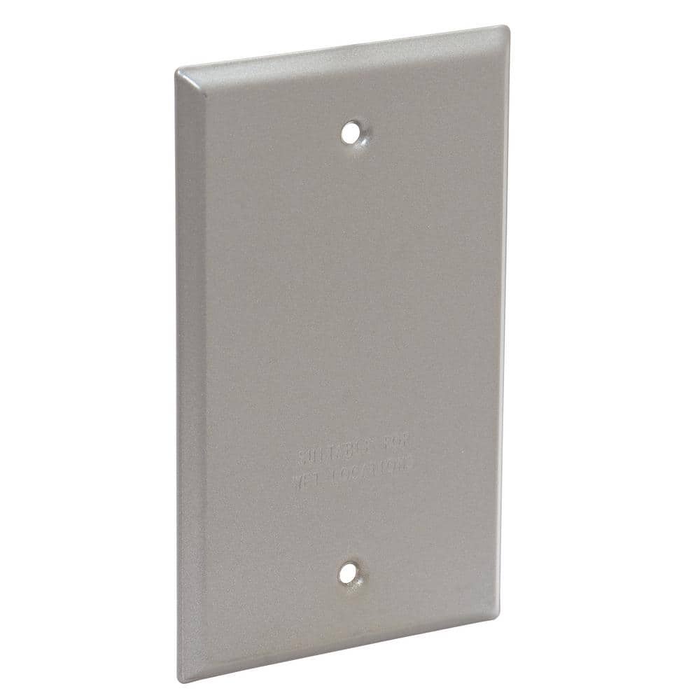 Commercial Electric 1-Gang Metal Weatherproof Blank Electrical Outlet Cover, Gray (2)
