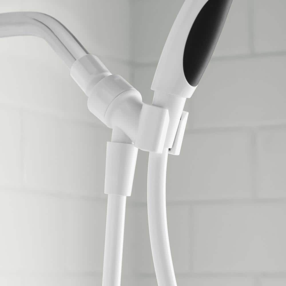 Glacier Bay 6-Spray Patterns with 1.8 GPM 3.8 in. Tub Wall Mount Handheld Shower Head in White with 60 in. PVC hose (3)