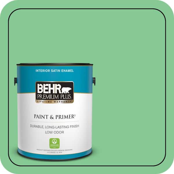 BEHR PREMIUM PLUS 1 gal. #P400-4 Good Luck Satin Enamel Low Odor Interior Paint & Primer (2)