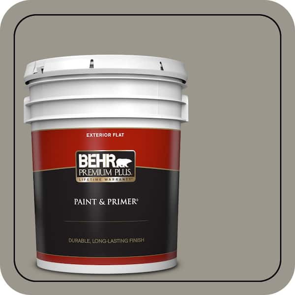 BEHR PREMIUM PLUS 5 gal. #MQ2-60 Iron Gate Flat Exterior Paint & Primer (2)