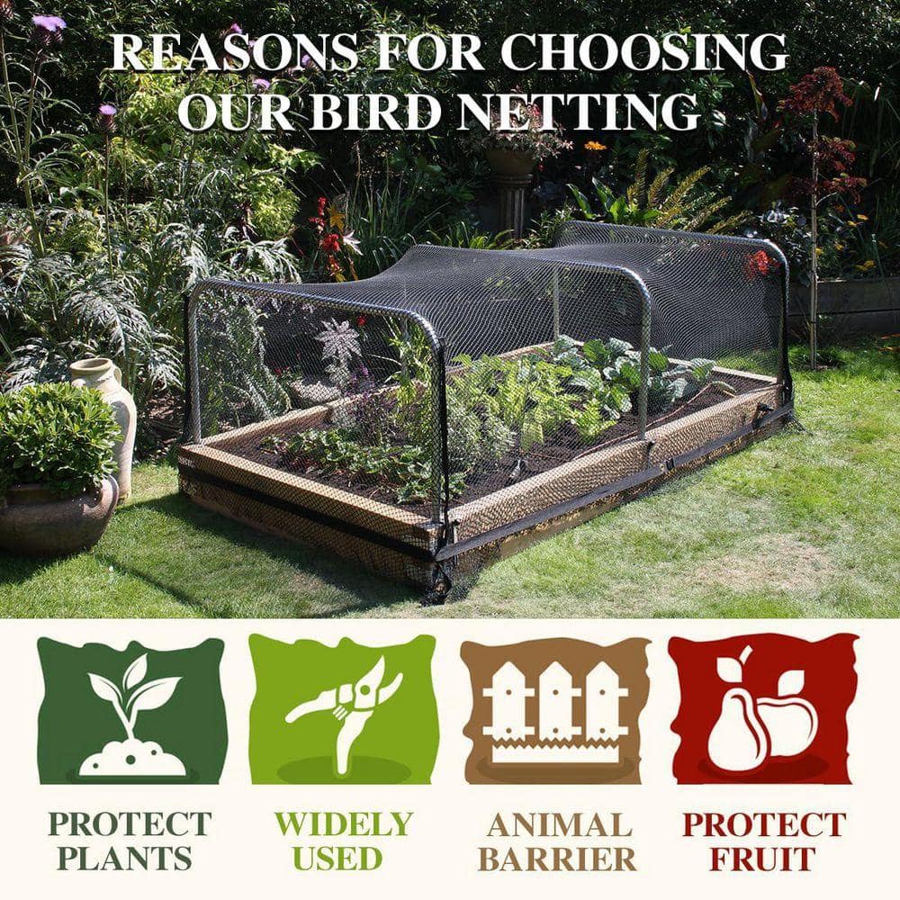 KIWDZFU 7.5 x 100 ft. Garden Bird Netting for Chicken Coop and Plants Protection Against Birds and Animals (2)