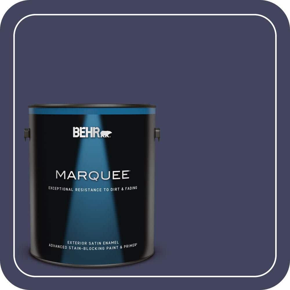 BEHR MARQUEE 1 gal. #PMD-92 Darkest Navy Satin Enamel Exterior Paint & Primer