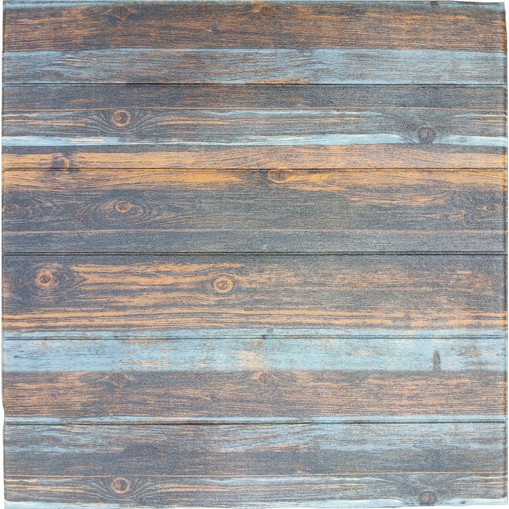 Dundee Deco Falkirk Jura III 1/4 in. x 28 in. x 28 in. Peel Stick Charcoal Merigold Blue Faux Wood PE Foam Decorative Wall Paneling