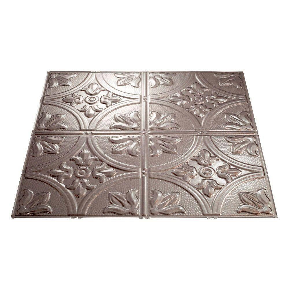Fasade Traditional #2 2 ft. x 2 ft. Brushed Nickel Lay-In Vinyl Ceiling Tile ( 20 sq.ft. ) (3)