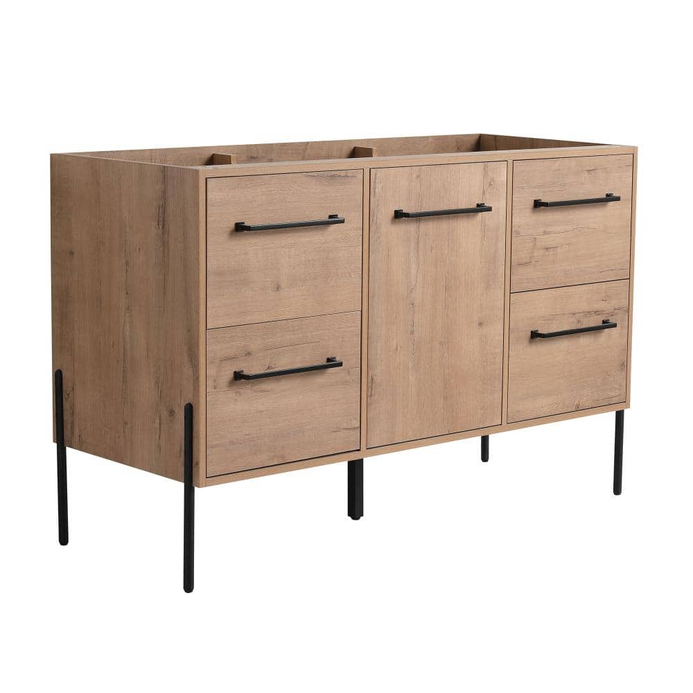 Timussi 46.88 in. Bath Vanity Cabinet without Top in Imitative Oak Unassembled (1)