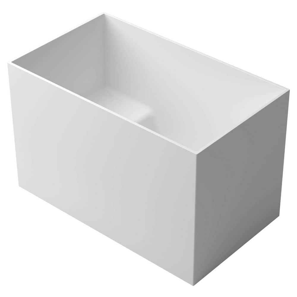 Xspracer Moray 47 in. x 26 in. Solid Surface Stone Resin Flat Bottom Rectangular Freestanding Soaking Bathtub in Matte White (1)