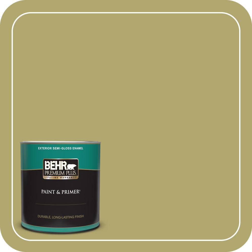 BEHR PREMIUM PLUS 1 qt. #PPU9-05 Natchez Moss Semi-Gloss Enamel Exterior Paint & Primer