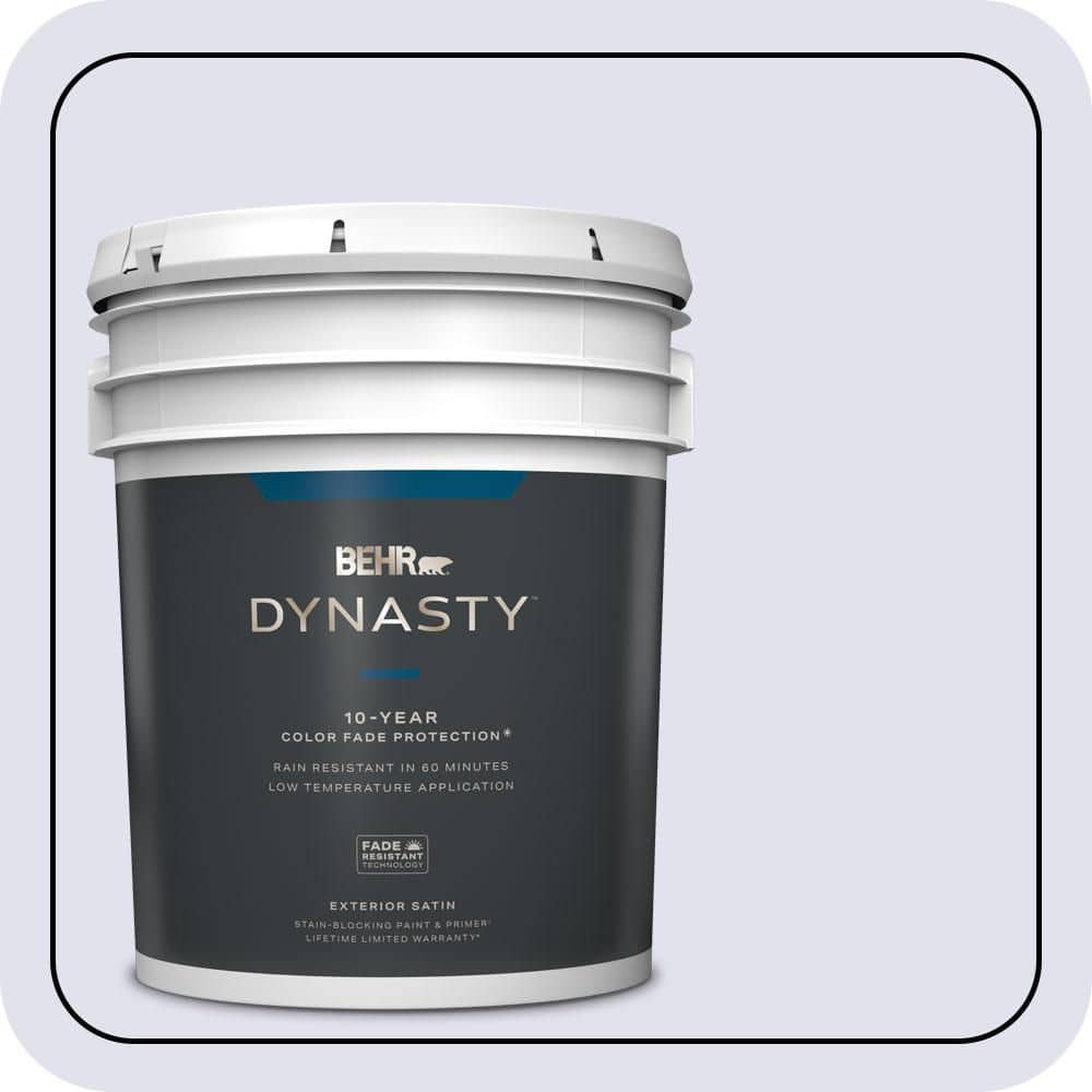 BEHR DYNASTY 5 gal. #M550-1 White Lavender Satin Enamel Exterior Stain-Blocking Paint & Primer