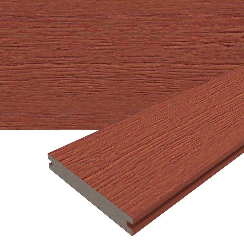 NewTechWood Magellan Plus 0.88 in. x 5.43 in. x 1 ft. Rustic and Wood Grain Swedish Red Grooved Composite Deck Board Sample (2)